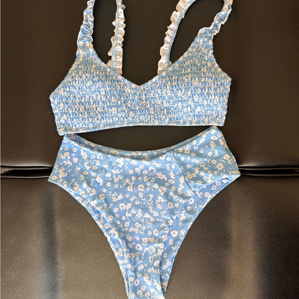Blue Floral Bikini Set